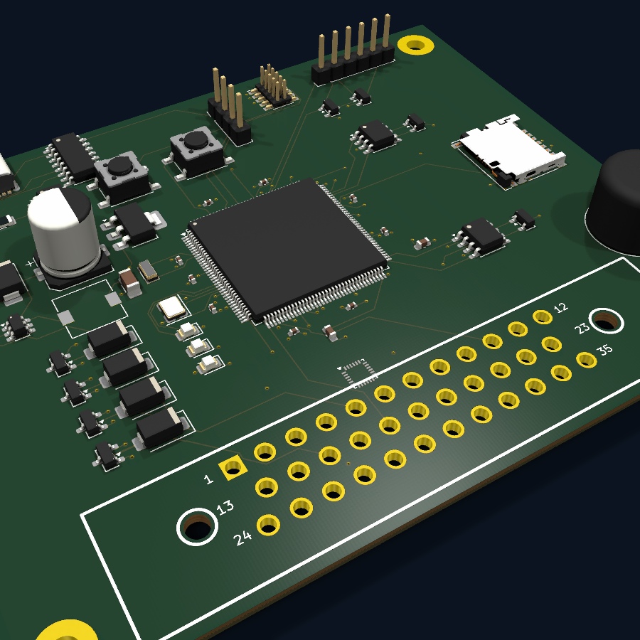 NewVCU custom 4-layer automotive PCB 3D render